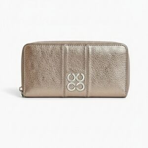 Coach Metalic Gold Silver Zip Around Wallet EUC